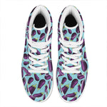 Purple Eggplant Pattern Print High Top Leather Sneakers