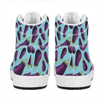 Purple Eggplant Pattern Print High Top Leather Sneakers