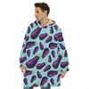 Purple Eggplant Pattern Print Hoodie Blanket