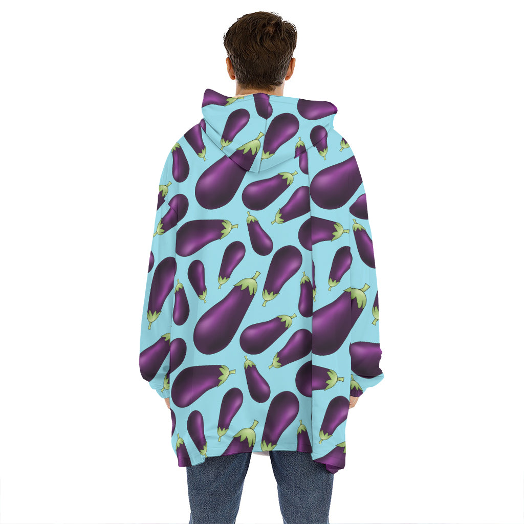 Purple Eggplant Pattern Print Hoodie Blanket