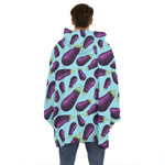 Purple Eggplant Pattern Print Hoodie Blanket