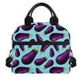 Purple Eggplant Pattern Print Insulated Lunch Bag