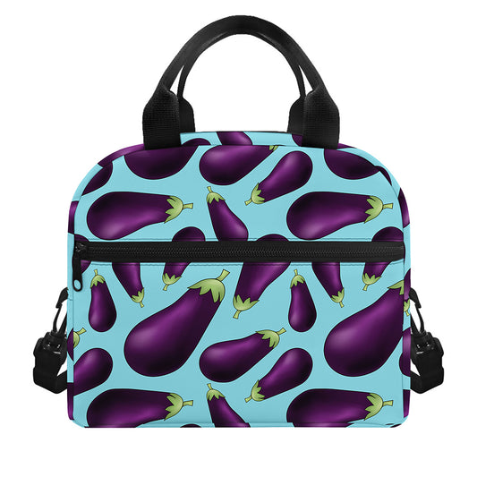 Purple Eggplant Pattern Print Insulated Lunch Bag