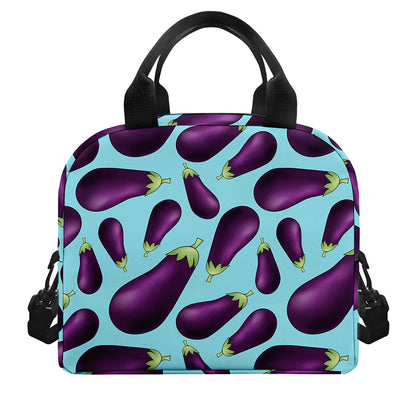 Purple Eggplant Pattern Print Insulated Lunch Bag