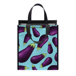 Purple Eggplant Pattern Print Insulated Lunch Tote
