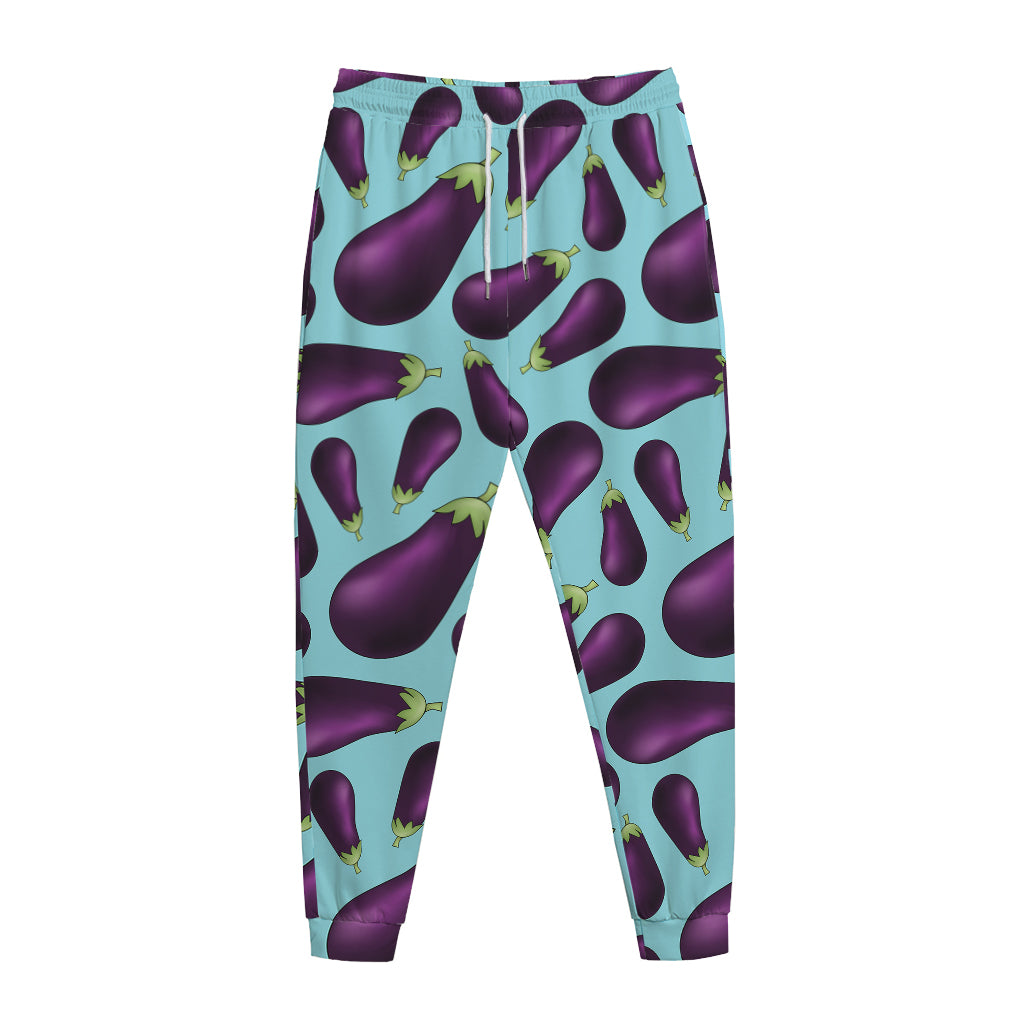 Purple Eggplant Pattern Print Jogger Pants