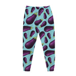 Purple Eggplant Pattern Print Jogger Pants