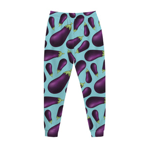 Purple Eggplant Pattern Print Jogger Pants