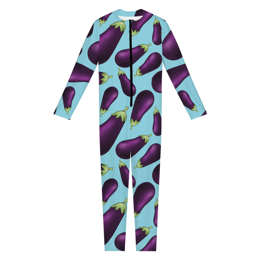 Purple Eggplant Pattern Print Jumpsuit