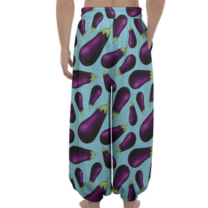 Purple Eggplant Pattern Print Lantern Pants