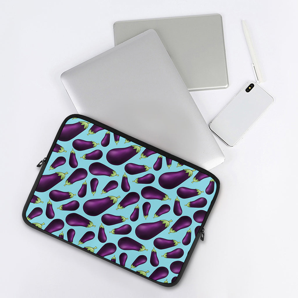 Purple Eggplant Pattern Print Laptop Sleeve
