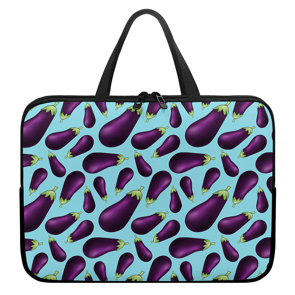 Purple Eggplant Pattern Print Laptop Sleeve With Handle
