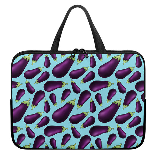 Purple Eggplant Pattern Print Laptop Sleeve With Handle