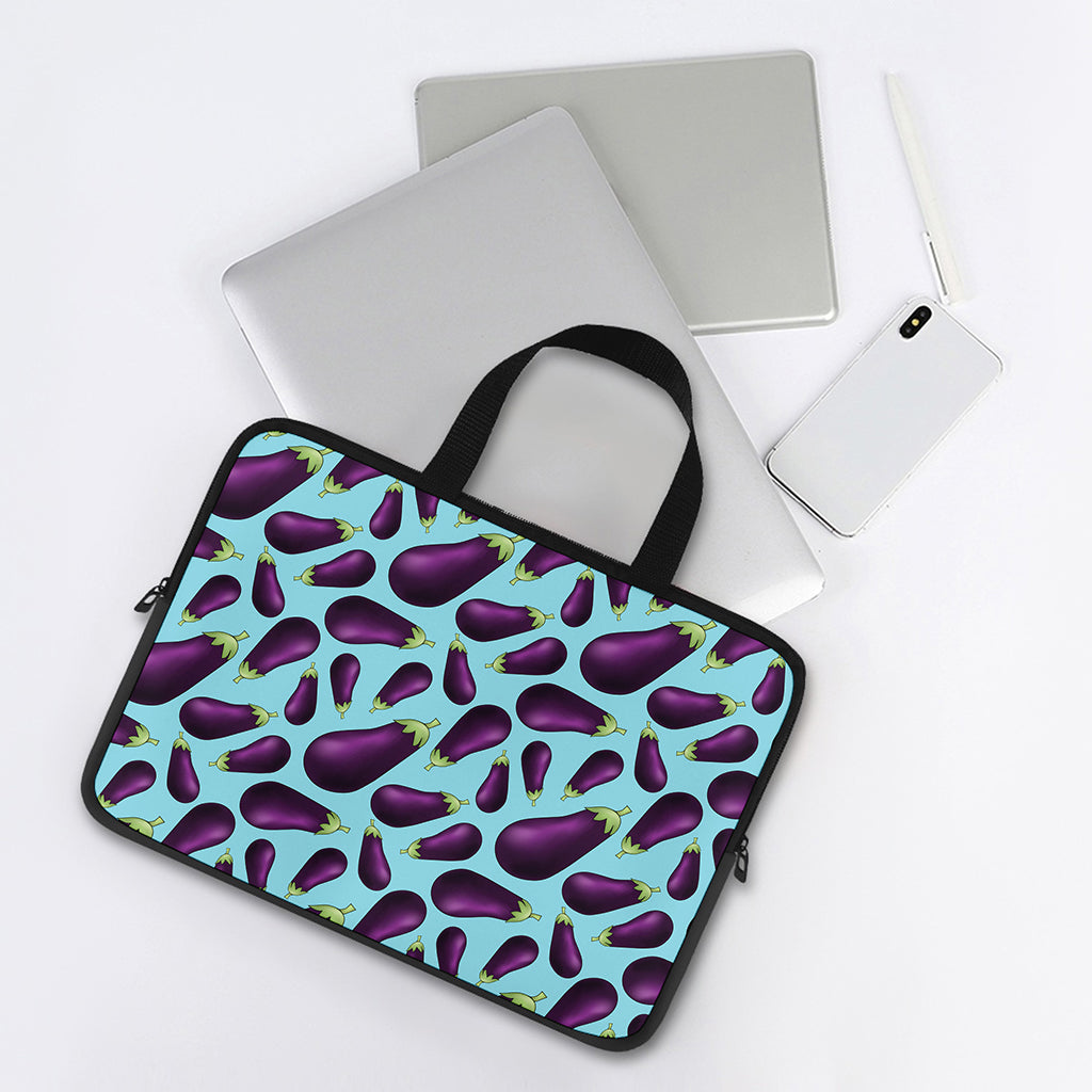 Purple Eggplant Pattern Print Laptop Sleeve With Handle