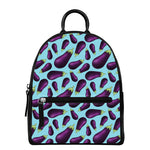 Purple Eggplant Pattern Print Leather Backpack