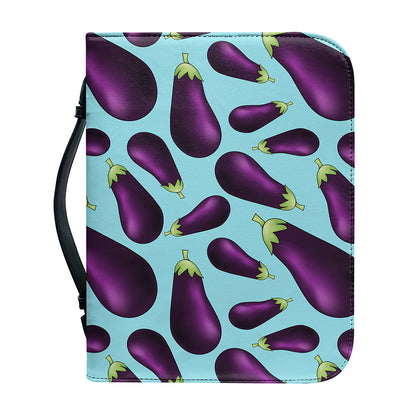 Purple Eggplant Pattern Print Leather Bible Cover