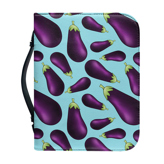 Purple Eggplant Pattern Print Leather Bible Cover