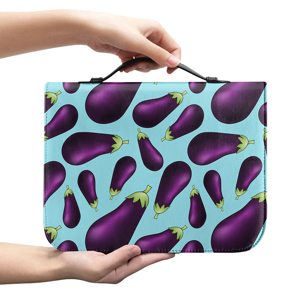 Purple Eggplant Pattern Print Leather Bible Cover