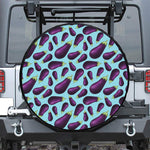 Purple Eggplant Pattern Print Leather Spare Tire Cover