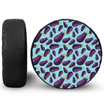 Purple Eggplant Pattern Print Leather Spare Tire Cover