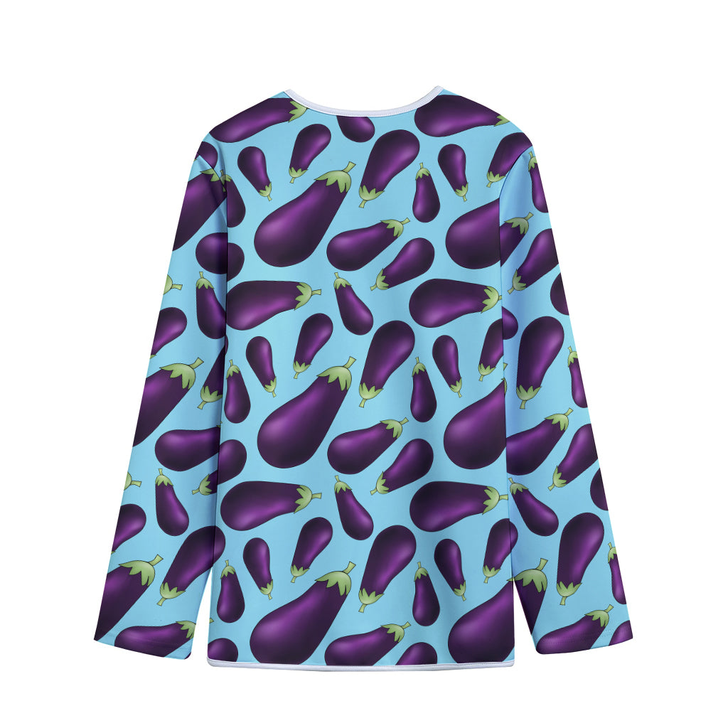 Purple Eggplant Pattern Print Long Sleeve Short Coat