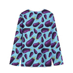 Purple Eggplant Pattern Print Long Sleeve Short Coat