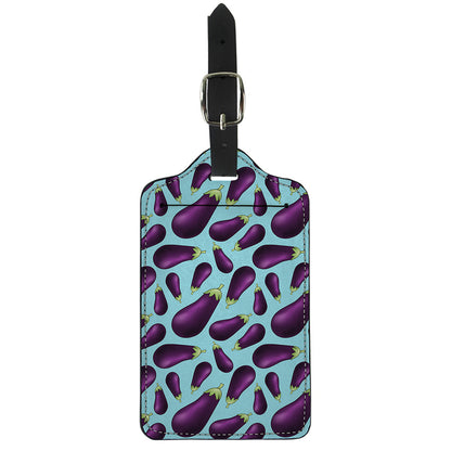 Purple Eggplant Pattern Print Luggage Tag
