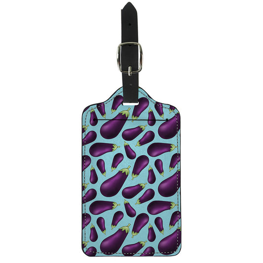 Purple Eggplant Pattern Print Luggage Tag