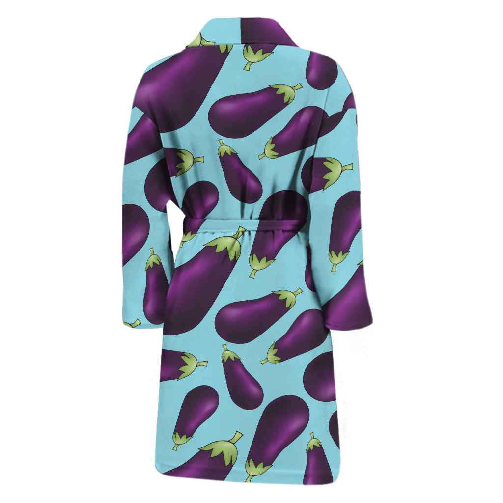 Purple Eggplant Pattern Print Men's Bathrobe