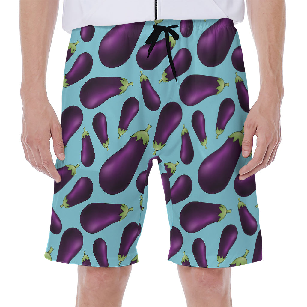 Purple Eggplant Pattern Print Men's Beach Shorts