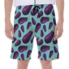 Purple Eggplant Pattern Print Men's Beach Shorts