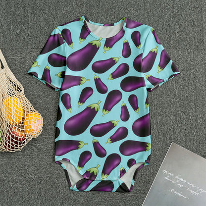 Purple Eggplant Pattern Print Men's Bodysuit
