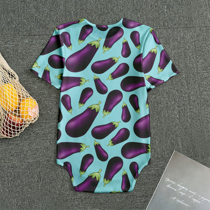 Purple Eggplant Pattern Print Men's Bodysuit