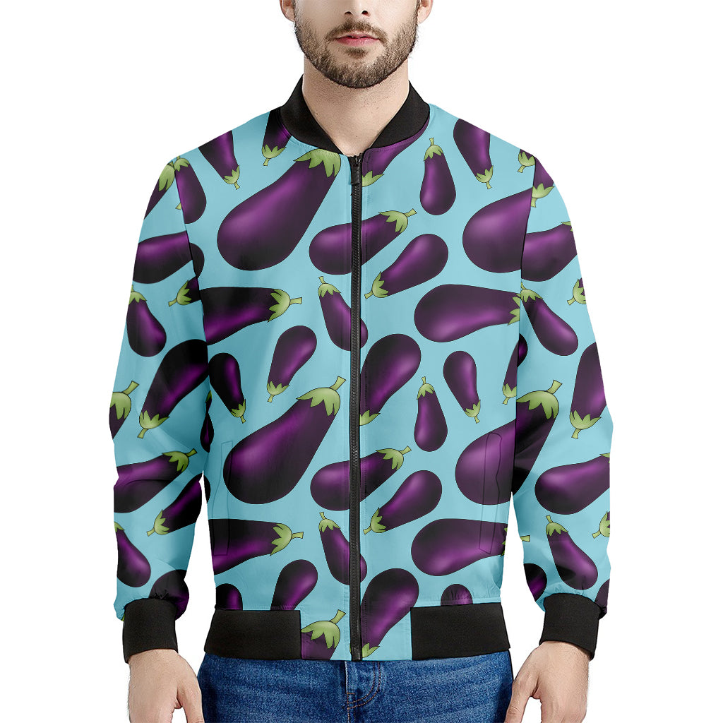 Purple Eggplant Pattern Print Men's Bomber Jacket