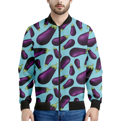 Purple Eggplant Pattern Print Men's Bomber Jacket