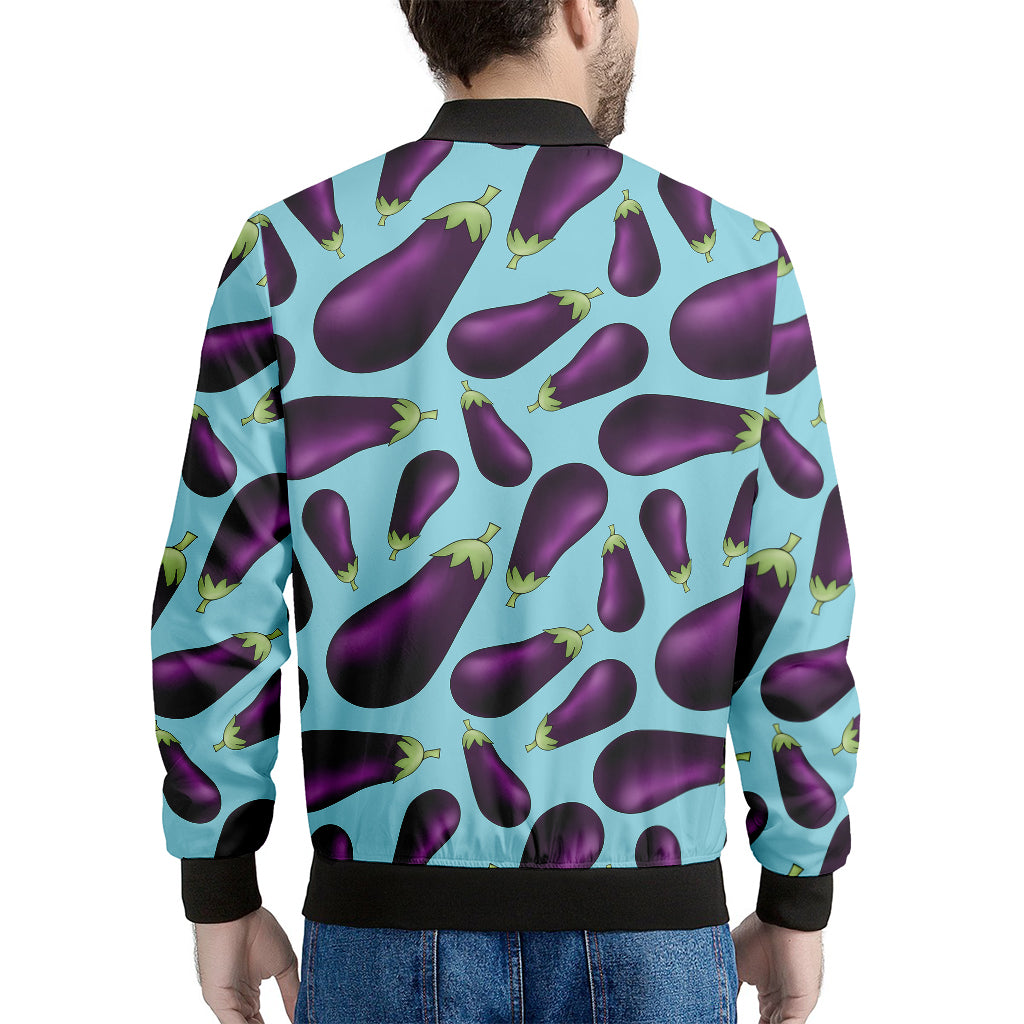 Purple Eggplant Pattern Print Men's Bomber Jacket