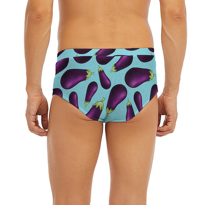 Purple Eggplant Pattern Print Men's Briefs
