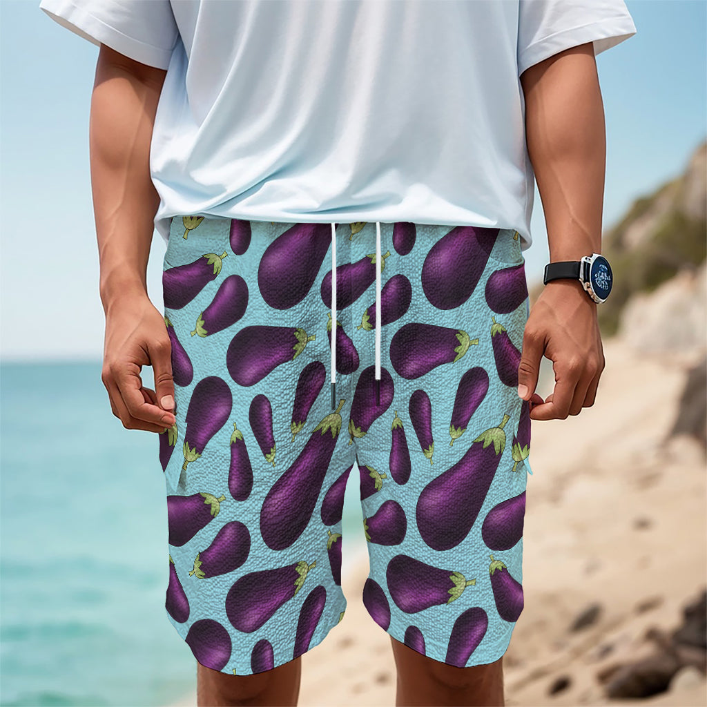 Purple Eggplant Pattern Print Men's Cargo Shorts