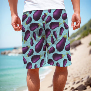 Purple Eggplant Pattern Print Men's Cargo Shorts