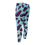 Purple Eggplant Pattern Print Men's Compression Pants