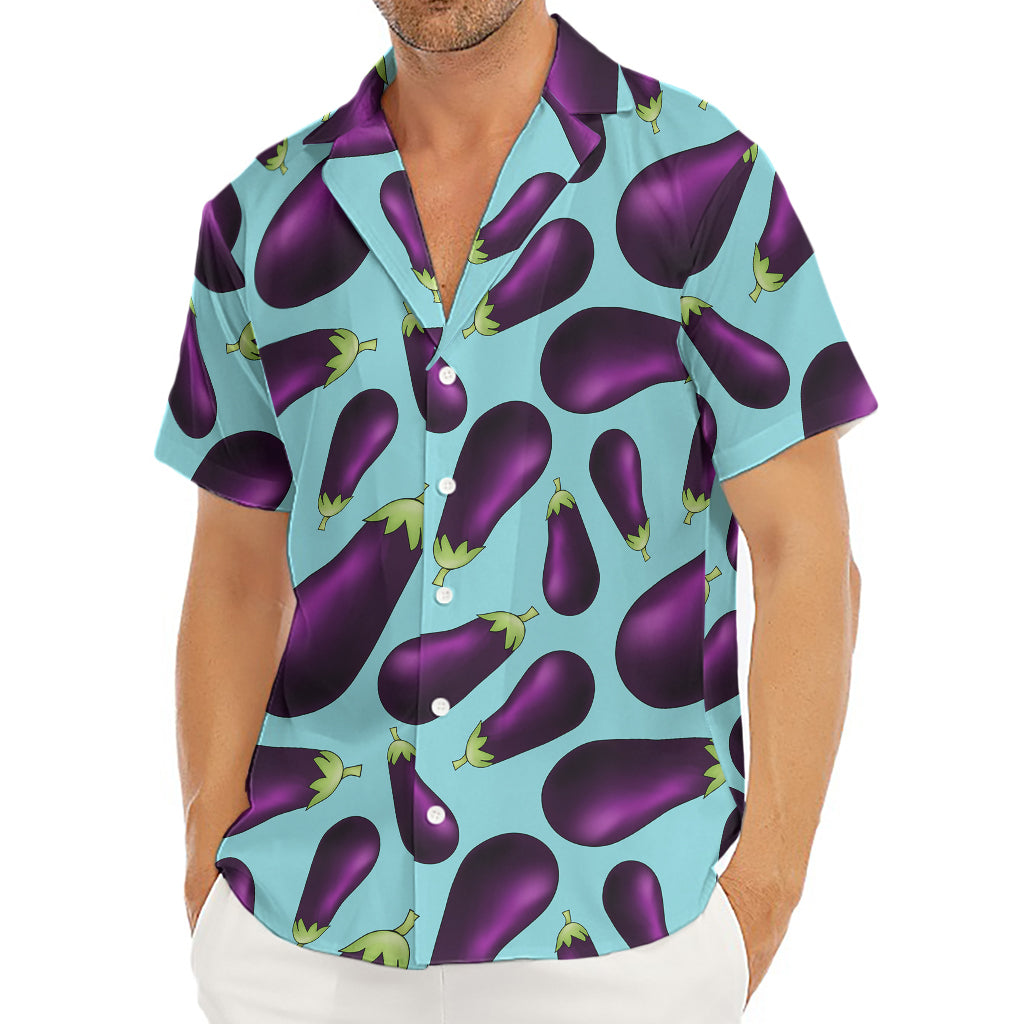 Purple Eggplant Pattern Print Men's Deep V-Neck Shirt