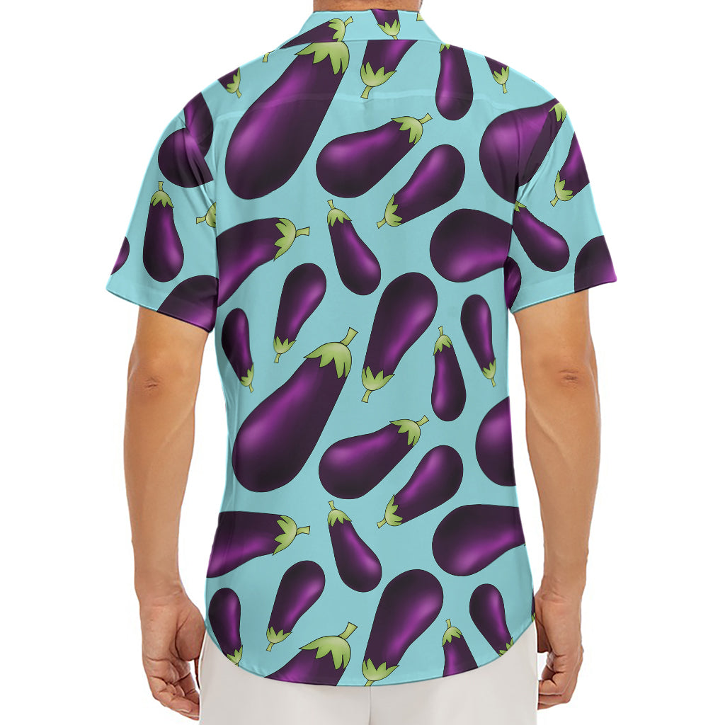 Purple Eggplant Pattern Print Men's Deep V-Neck Shirt