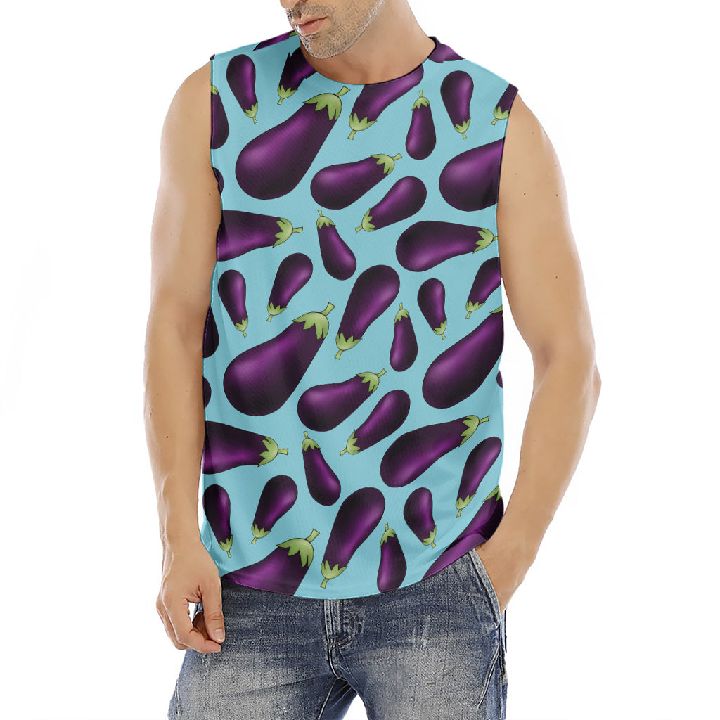 Purple Eggplant Pattern Print Men's Fitness Tank Top