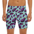 Purple Eggplant Pattern Print Men's Long Boxer Briefs