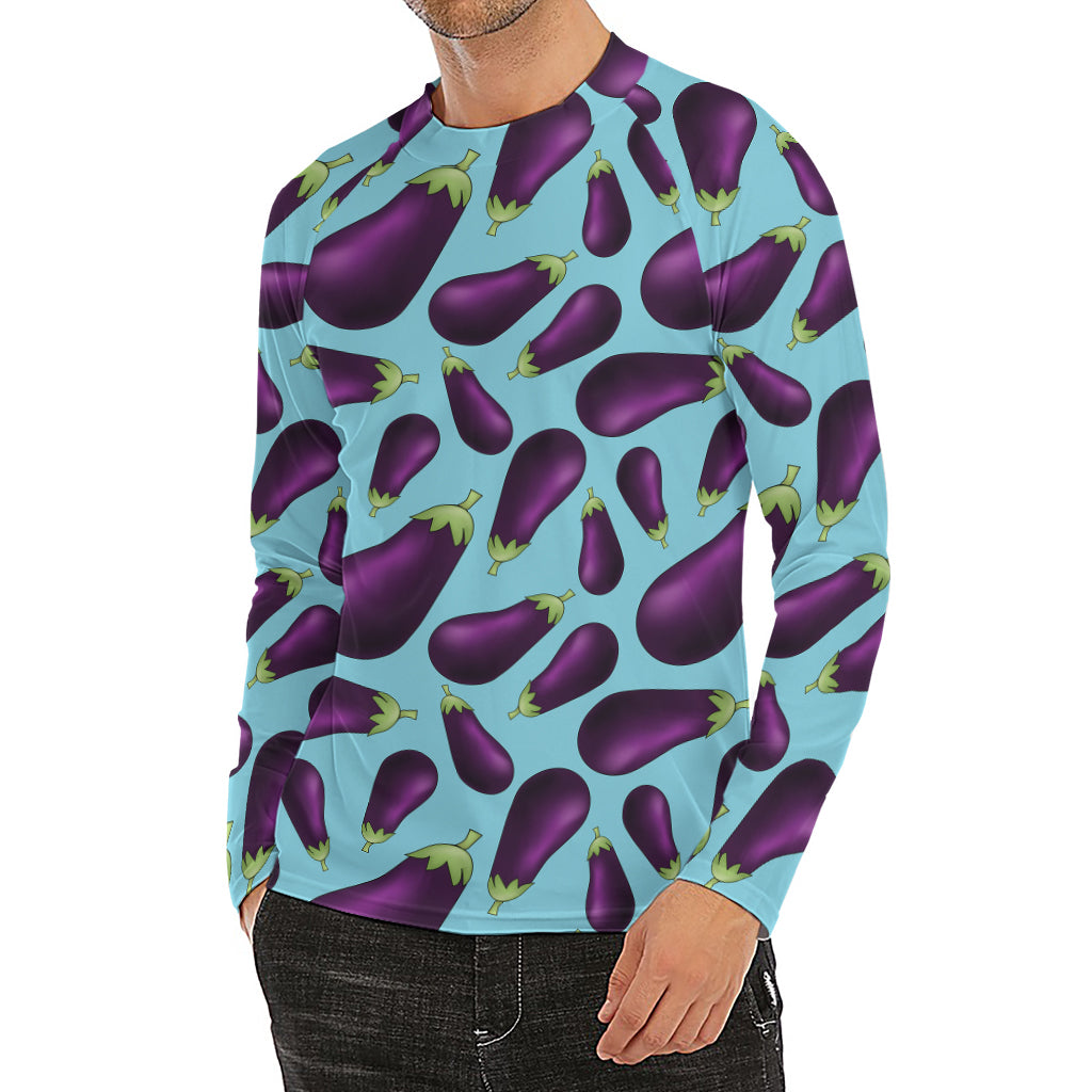 Purple Eggplant Pattern Print Men's Long Sleeve Rash Guard