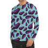 Purple Eggplant Pattern Print Men's Long Sleeve Rash Guard