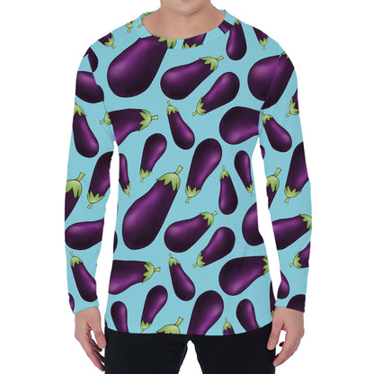 Purple Eggplant Pattern Print Men's Long Sleeve T-Shirt