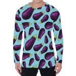 Purple Eggplant Pattern Print Men's Long Sleeve T-Shirt