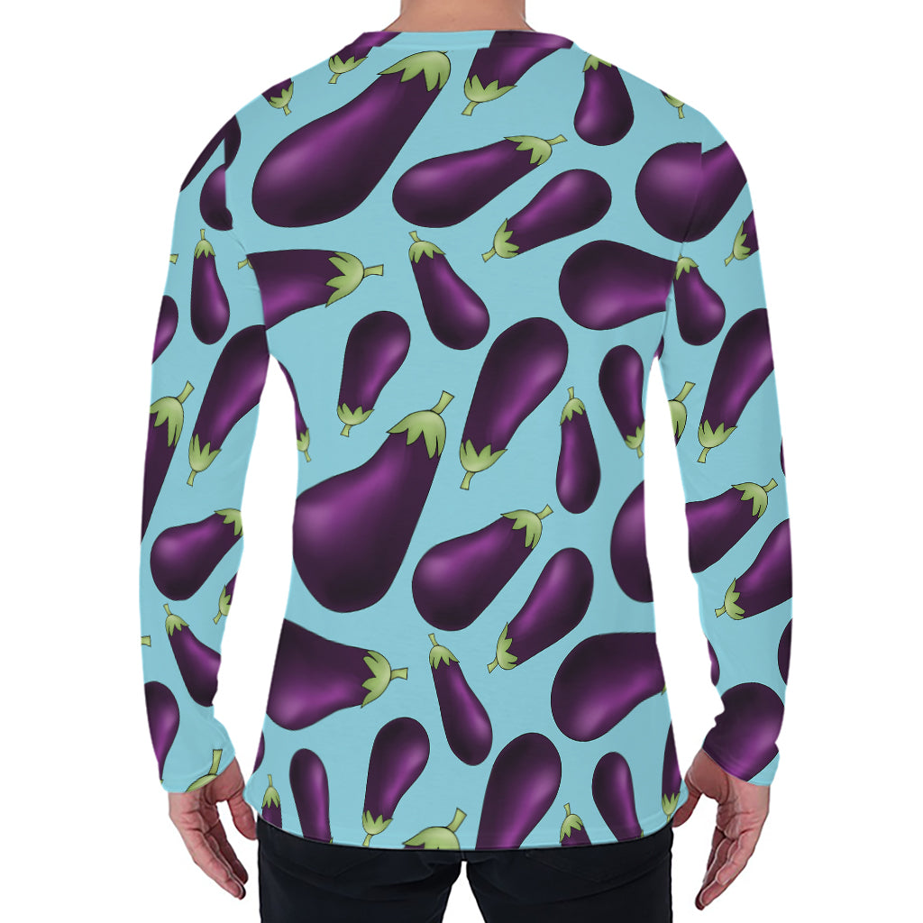 Purple Eggplant Pattern Print Men's Long Sleeve T-Shirt