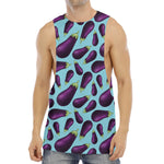 Purple Eggplant Pattern Print Men's Muscle Tank Top